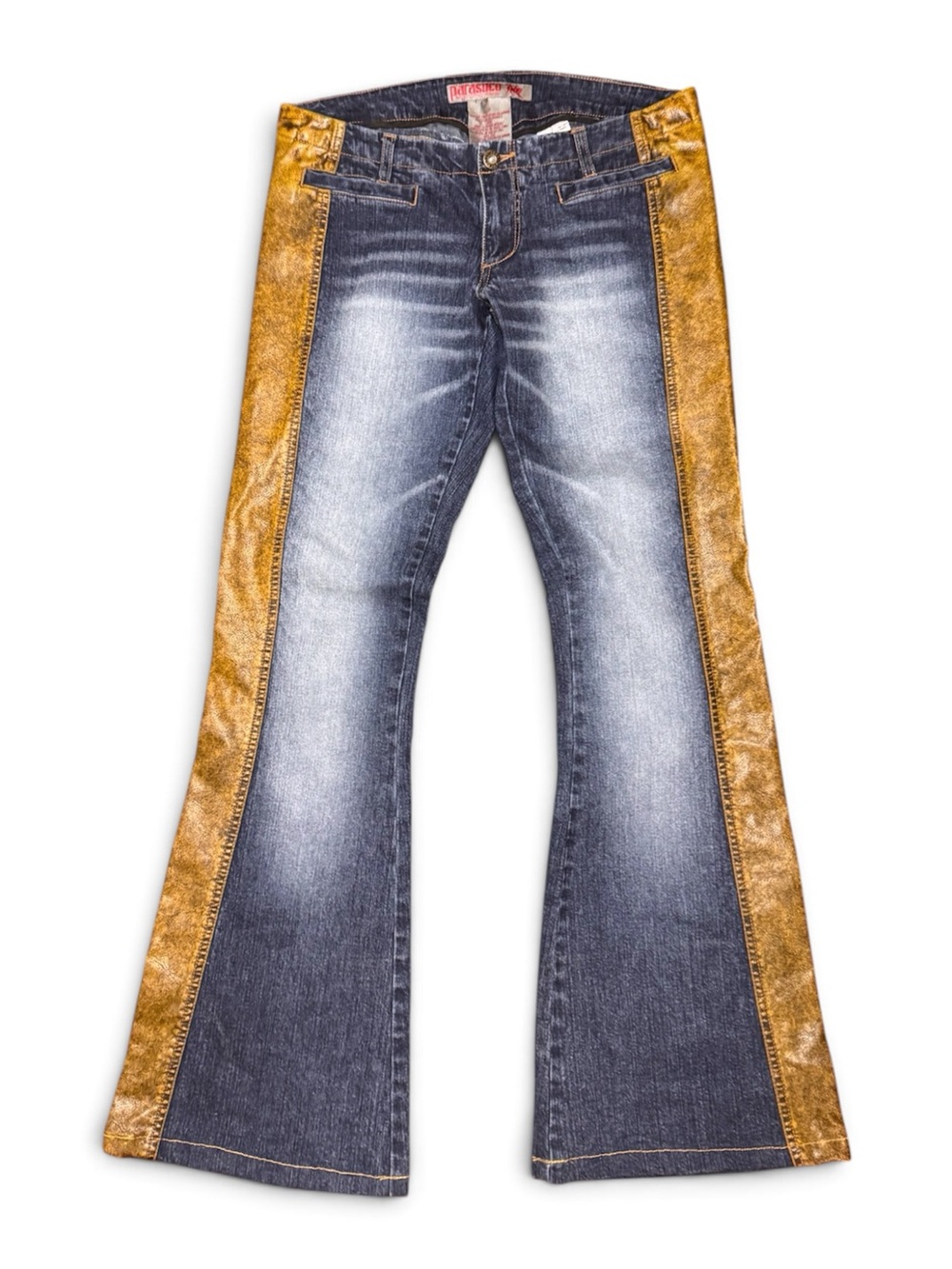 PARASUCO LOW RISE Y2K LEATHER TRIM JEANS FLARE 🤎